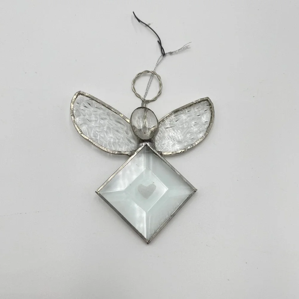 Stained Glass Angel Ornament Diamond Body Heart Detail Christmas‎ Decoration 4